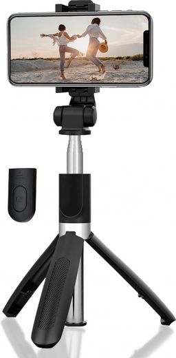 Selfie stick e treppiede da tavolo 2 in 1 con telecomando Bluetooth