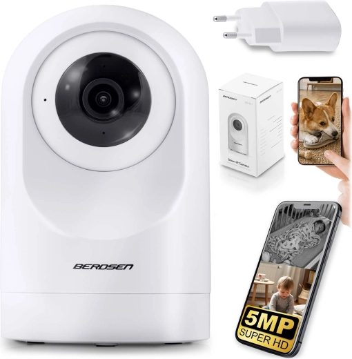 Roterbart Wi‑Fi IP-kamera 5 MP Berdsen hvid
