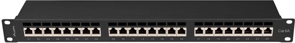 Pannello patch 24 porte 1U Cat 6A nero