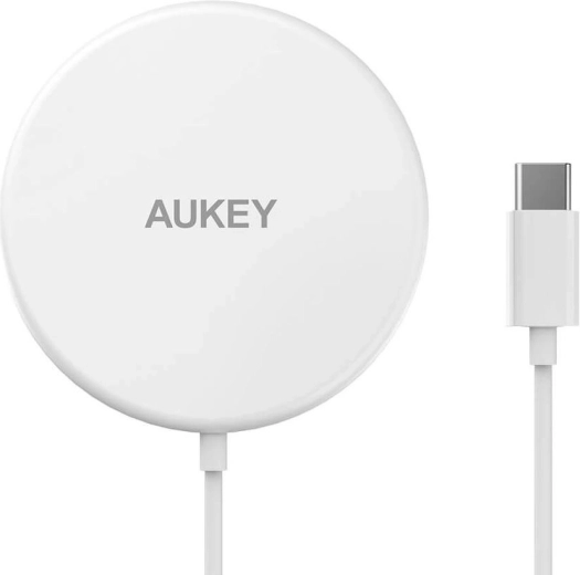 Aukey Aircore Magnetic LC-A1 caricatore wireless MagSafe Qi 15 W USB-C bianco