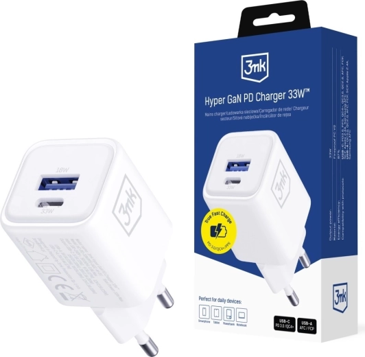 3mk Hyper Charger PD 33W GaN weiße Netzladegerät