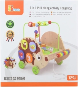 VIGA Wooden 5-in-1 Pull-Along Hedgehog Activity Toy