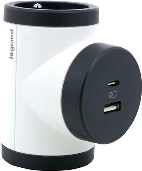 Rotating splitter 2× socket with grounding pin + USB A/C