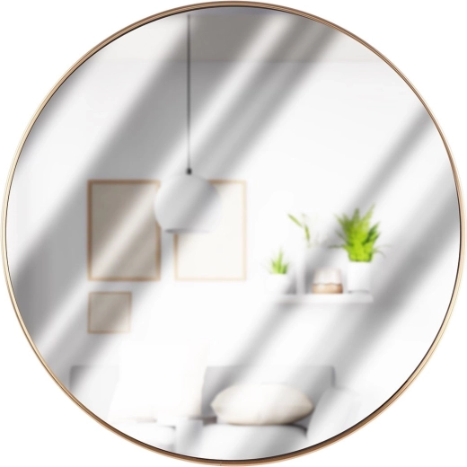 Round wall mirror in a gold frame, 50 cm