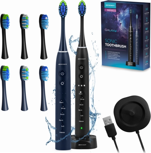 Soniční elektrický zubní kartáček BERDSEN Galaxy Duo – sada 2 ks
