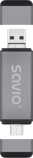Czytnik kart Savio 3w1 USB-C, USB-A, micro USB