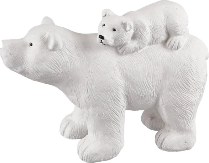 Statue décorative d’ours polaire en polystone, blanche 35 cm