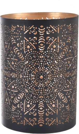 Bougeoir en métal mandala noir et or