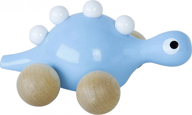 Dinosauro di legno su ruote Blu