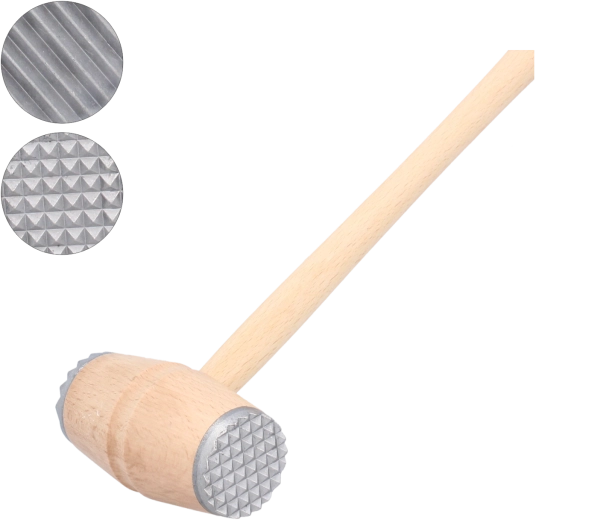Batticarne in legno con inserti in metallo 29 cm