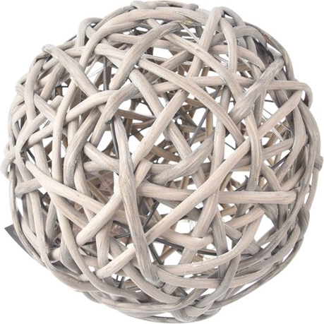 Rattan decoratieve lichtbol LED 15 cm, grijs