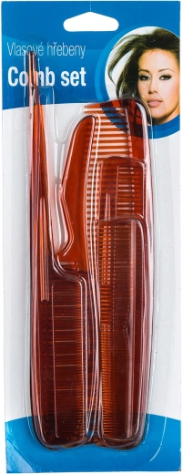 Set di pettini per capelli in plastica 6 pezzi marrone