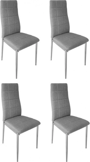 Set di 4 sedie imbottite per sala da pranzo e soggiorno, grigie