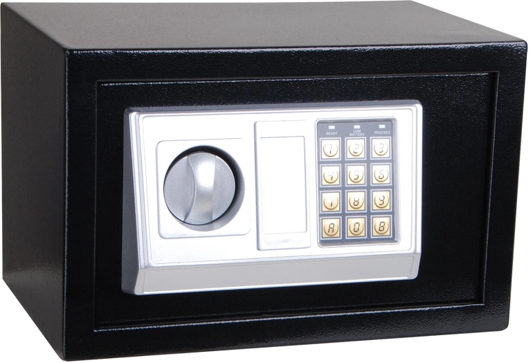 Coffre-fort numérique 31 × 20 × 20 cm avec code PIN et clé d’urgence