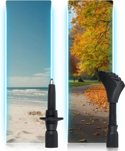 Interchangeable tips and baskets for various surfaces