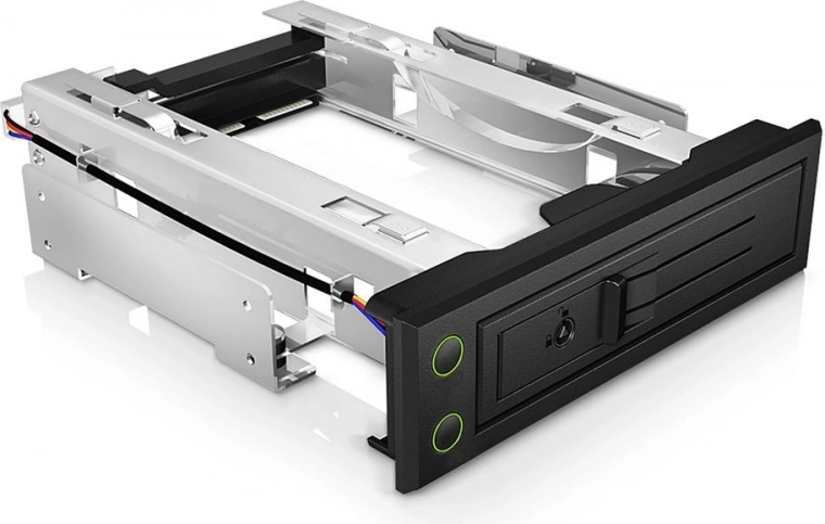 Removable drive bay for 3.5" SATA/SAS HDD into a 5.25" bay