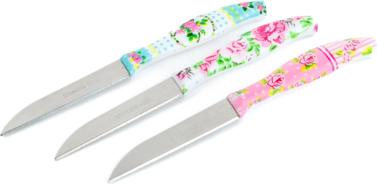 Set di coltelli da cucina con motivo floreale, 3 pezzi
