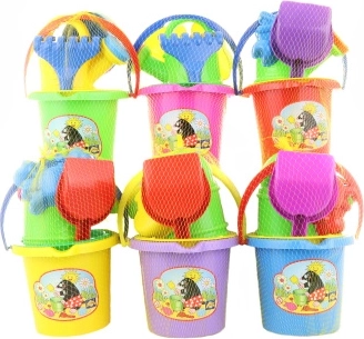 Sand set with picture – bucket, shovel, rake and watering can