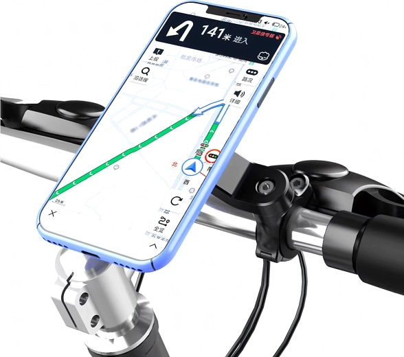 Phone holder for bicycles and motorcycles with vibration damping