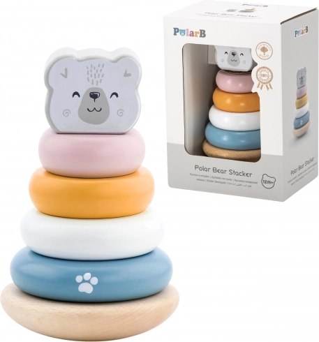 VIGA PolarB Wooden Educational Pyramid - Polar Bear