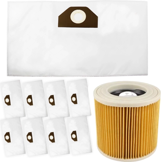 Set di 12 sacchetti e filtro dell’aria per aspirapolvere Kärcher WD2 e WD3
