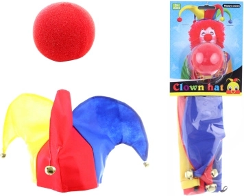Chapeau de clown avec grelots et nez rouge
