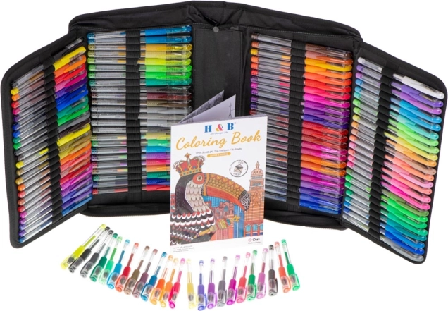 Color gel pen set in a case, 120 pcs + 120 refills