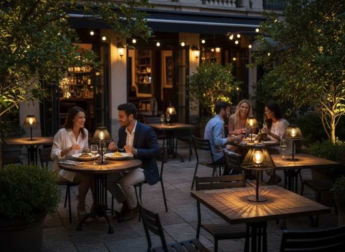 Lampada da tavolo portatile per cene all’aperto