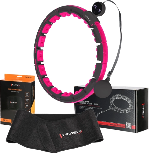 Set fitness hula hoop HMS HHM16 con massaggio magnetico e contapassi + fascia snellente HMS BR163