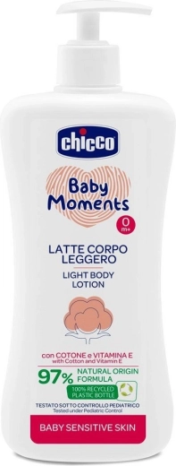 Lait corporel Chicco Baby Moments Sensitive avec doseur pour peaux sensibles 500 ml