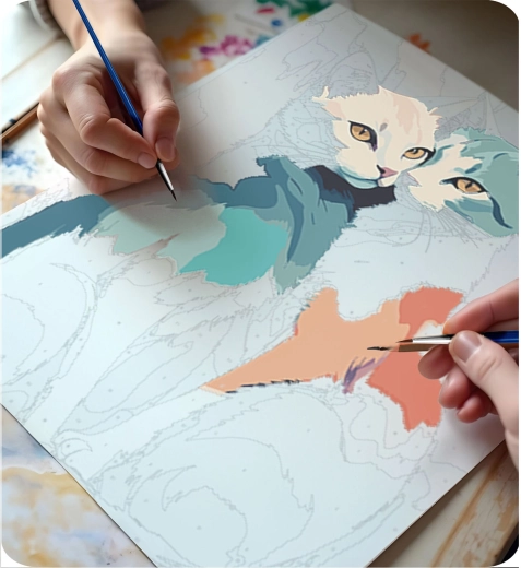 Motivo di gatti pieno di colori e allegria