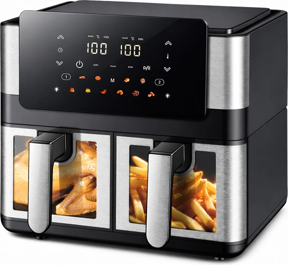 Friteuse à air chaud (air fryer) à deux paniers 8 l (4+4 l) 2000 W, 12 programmes
