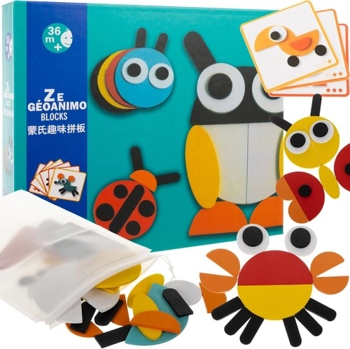 Wooden Logic Puzzle – Animals from Geometric Shapes