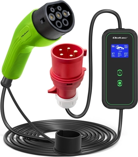 Mobile Charger for Electric Cars Qoltec 11 kW with Display and Regulation