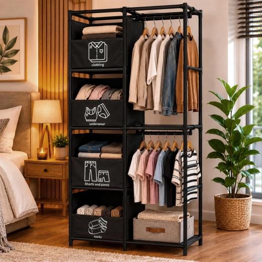 Space for clothes on hangers