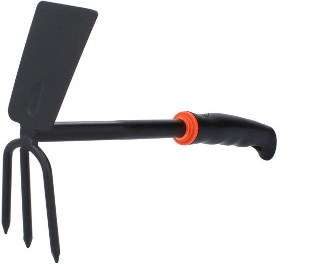 Double-edged garden hoe with cultivator, black (29 × 6.4 × 18 cm)