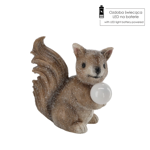 Garden squirrel figurine with LED ball