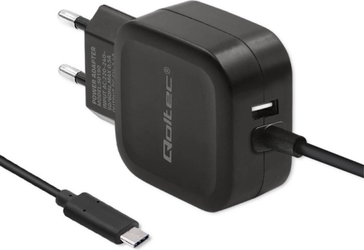 Qoltec Charger 17W with USB and USB Type C