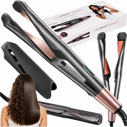 Lisseur à cheveux 2-en-1 avec réglage de la température et écran LED - 1 pièce