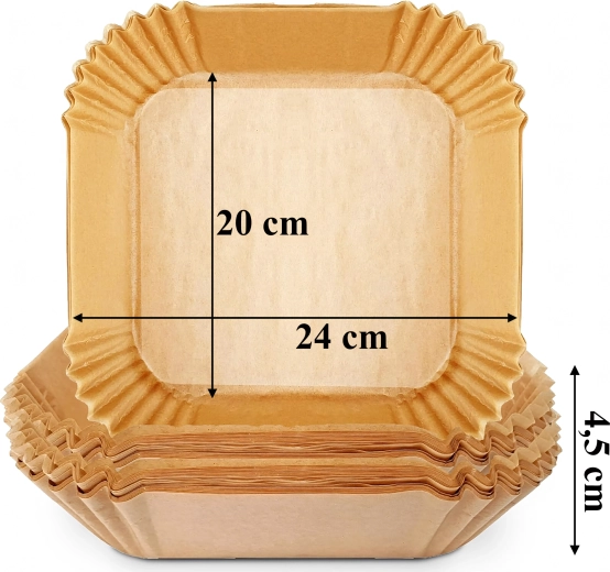Papier cuisson pour friteuse à air chaud (Air Fryer) 20 × 20 cm, 100 pièces