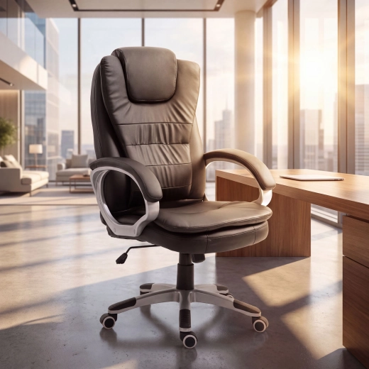 Sedia da ufficio ergonomica in similpelle nera