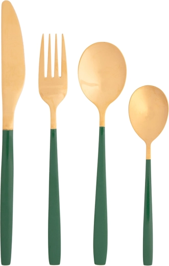 Service de couverts NOBLE GOLD GREEN 24 pièces dans une boîte cadeau