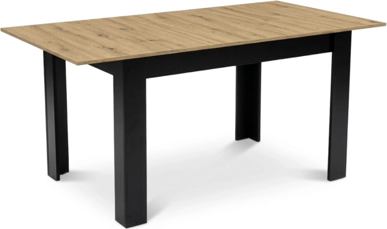 Rectangular extendable dining table 120–160 × 80 cm, artisan oak, for 4–6 people