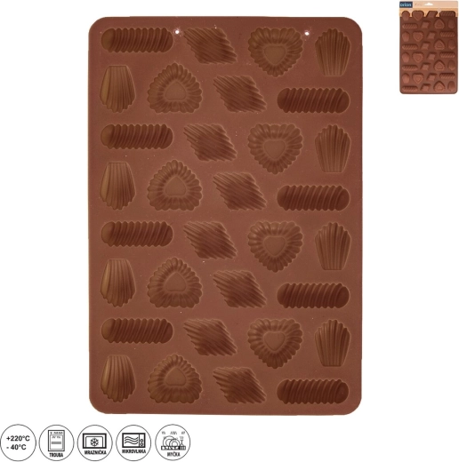 Moule en silicone pour « pracny » – mix de formes, 32 cavités, marron