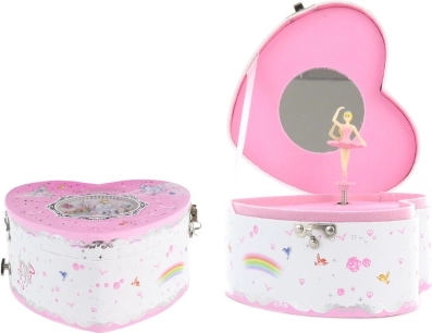 Music jewelry box with ballerina – heart, pink