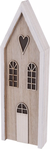 Houten decoratief huisje beige 9 × 3 × 30 cm