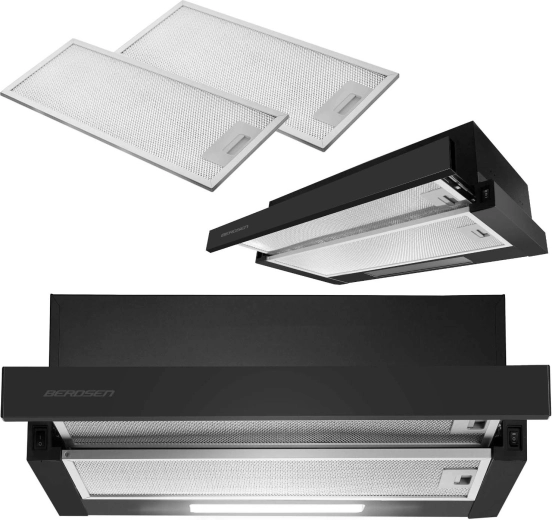 Berdsen BT-234 Telescopic Kitchen Extractor Hood 50 cm, Black