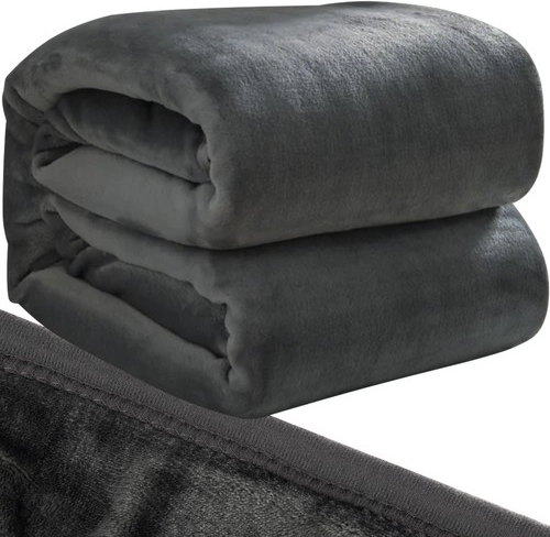 Soft warm gray microplush throw 160 × 200 cm RUHHY