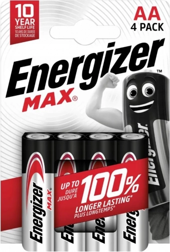 Batterie alcaline LR6/AA Energizer MAX, confezione da 4 pezzi