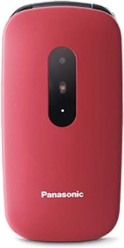 Idősek számára készült piros Panasonic telefon